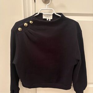 ba&sh Midnight Sweater with Gold Button Detail